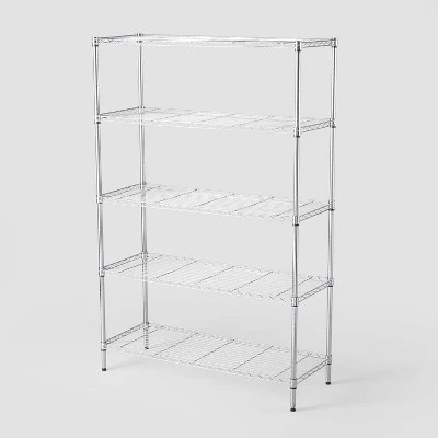 5 Tier Wide Wire Shelving - Brightroom™ Chrome 6 5 Tier Wide Wire Shelving - Brightroom™ Chrome - Image 4