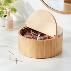 9" x 4" Circular Hinge Lid Bamboo Countertop Organizer - Brightroom™