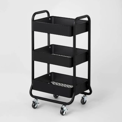 3 Tier Metal Utility Cart - Brightroom™ Black 6 3 Tier Metal Utility Cart - Brightroom™ Black - Image 4