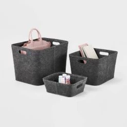 Felt Basket with Stitching - Brightroom™ Dark Gray -Brightroom Decor Store GUEST 28a9503f a4a1 4ba4 a7de 0e2505b67450
