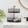 2 Tier Divided Wire Basket with Wood Handle Black - Brightroom™