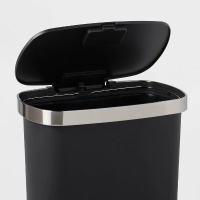 Plastic Locking Lid Step Trash Can Black - Brightroom™" 4 Plastic Locking Lid Step Trash Can Black - Brightroom™" - Image 2