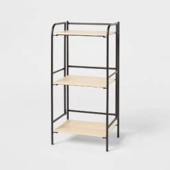 Folding 3 Shelf Black Metal with Natural Wood Shelves - Brightroom™ -Brightroom Decor Store GUEST 4b8cbbf4 9cfe 459d 902c 89373ea5ae7e