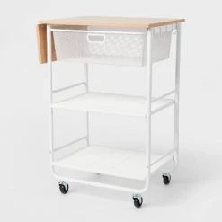 Metal Storage Cart with Mesh Drawer and Wood Top - Brightroom™ White -Brightroom Decor Store GUEST 6a3f4f1c bcb3 4ae4 9689 38ee247e03c3