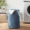 Scrunchable Round Laundry Hamper Blue Stitch Grid - Brightroom™ -Brightroom Decor Store GUEST 6eabf1fb 22dc 4b62 910e 8e7296e5774f