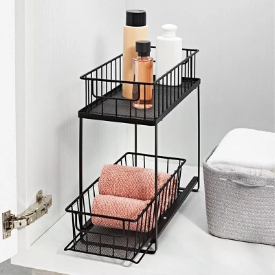 Two Tiered Slide Out Organizer - Brightroom™ Black 3 Two Tiered Slide Out Organizer - Brightroom™ Black