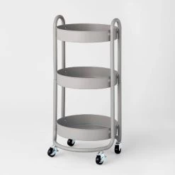 3 Tier Round Metal Utility Cart - Brightroom™ Gray -Brightroom Decor Store GUEST a3f8786e 2813 41c1 b303 d6f067556317