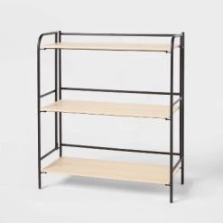 Folding 3 Shelf Black Metal with Natural Wood Shelves - Brightroom™ -Brightroom Decor Store GUEST aa414a6a 3c38 4f55 b97e 5a61d8086fc4