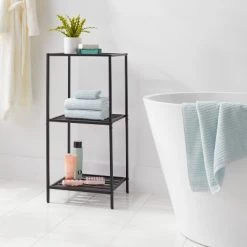 Short Bath Storage Tower Black Metal - Brightroom™