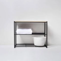 3 Tier Shoe Rack Black Metal with Natural Wood - Brightroom™ -Brightroom Decor Store GUEST c136b996 a47b 4cd3 9536 a26df1deb6a1