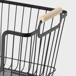 Metal Stackable Wire Pantry Basket with Rubber Wood Handle Black - Brightroom™ 7 Metal Stackable Wire Pantry Basket with Rubber Wood Handle Black - Brightroom™ -Brightroom Decor Store GUEST caedbd0d 0635 4243 8fd2 add6d1f4a2d5