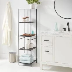 Tall Bath Storage Tower Black Metal - Brightroom™
